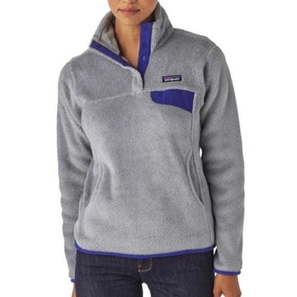 Patagonia Retool Snap-T Fleece Pullover Gray Purple Size Small - Picture 1 of 9